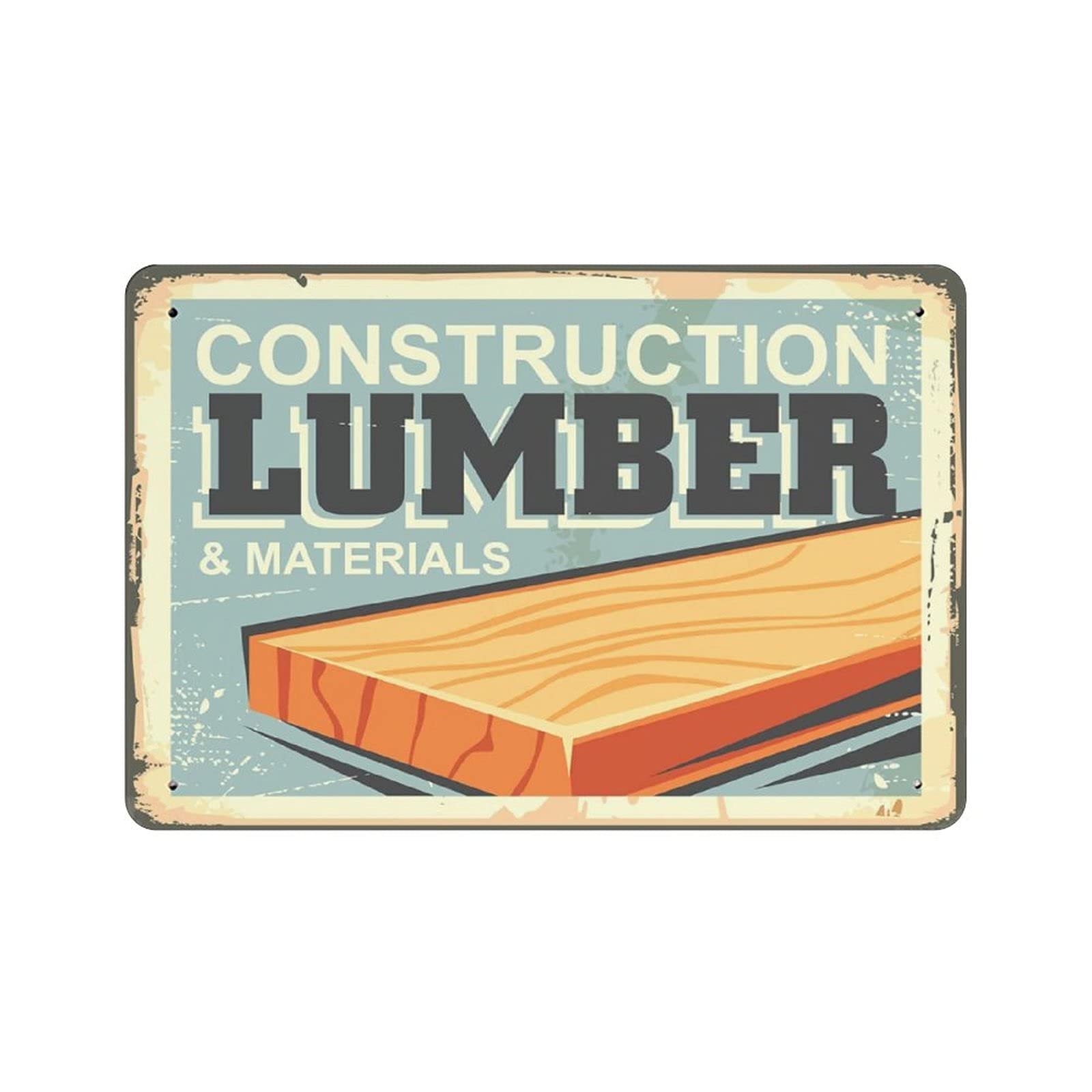 Metal Tin Sign Construction Lumber Vintage Tin Poster Metal Sign Wall Decoration Country Kitchen Home Garage Decor 8"x12"