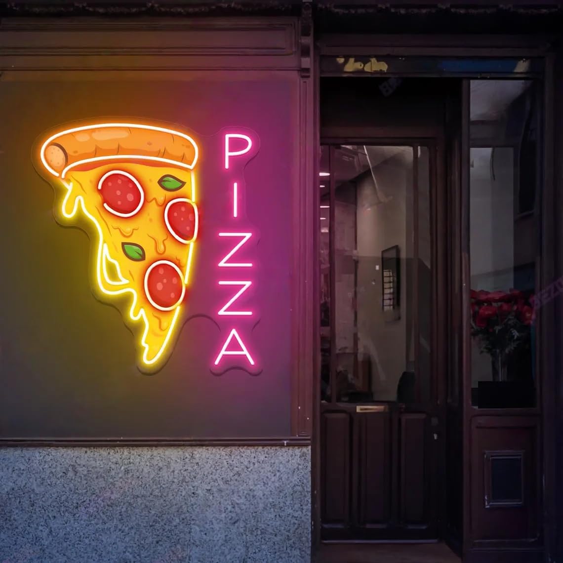 Pizza Neon Sign Melting Slice Vertical LED Wall Light Food Trucks Italian Eatery Decors Pizza Shop Restaurant Wall Art Business Open Sign