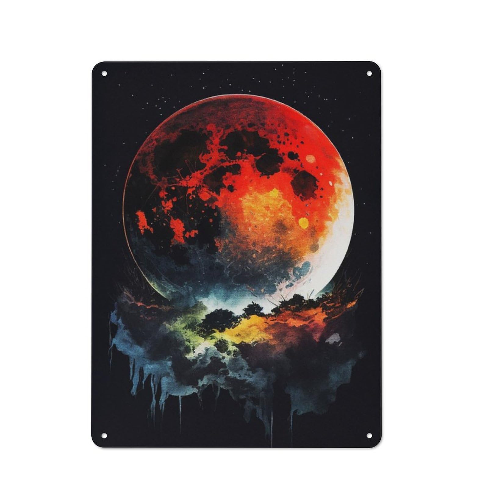 Junmoney Splatter The Moon Metal Plaque 40X30cm With For Workshop Wall, Retro Decor, A New Home Gift For Collectors Of Metal Signs