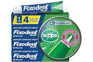 Fixodent Plus Scope Secure Denture Adhesive (4-Pack, 2.0 Oz Each)