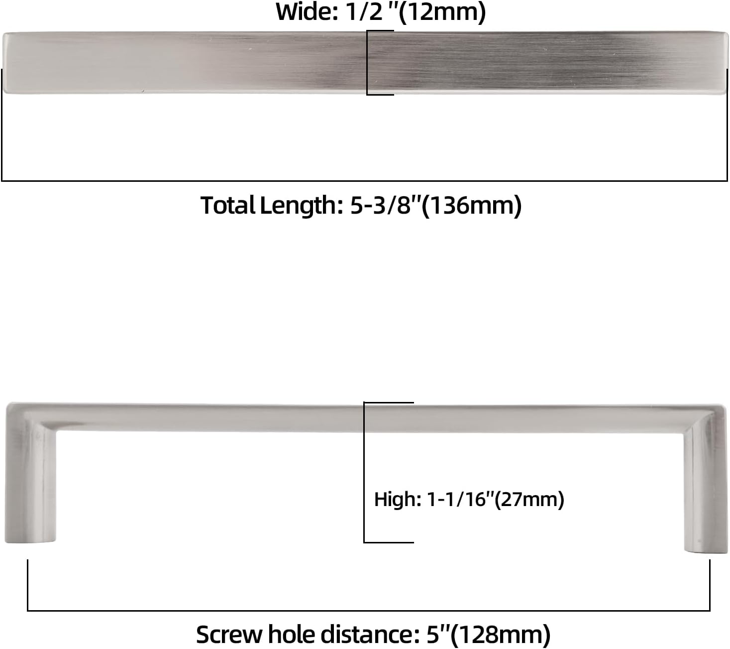 10 Pack Brushed Satin Nickel Cabinet Pulls,5 Inch(128mm) Hole Center Kitchen Cabinet Handles for Drawers & Dressers - Modern Furniture Hardware for Cupboard & Wardrobe