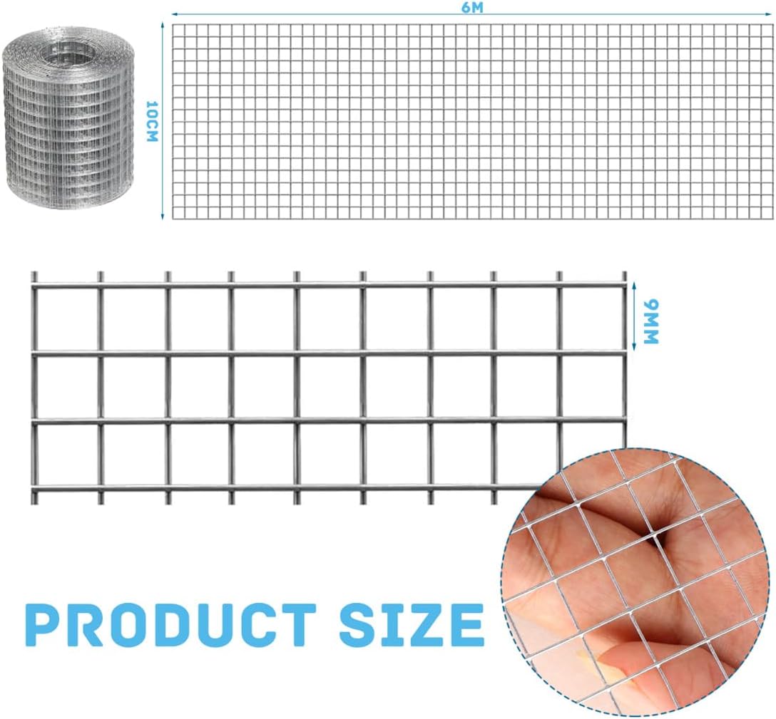 Hardware Cloth Metal Wire Mesh Roll 4in X 20ft Chicken Wire Fence Hot Dipped Galvanized Welded Wire Fencing Fine Mesh for Handicraft Making Animal Barrier and Garden