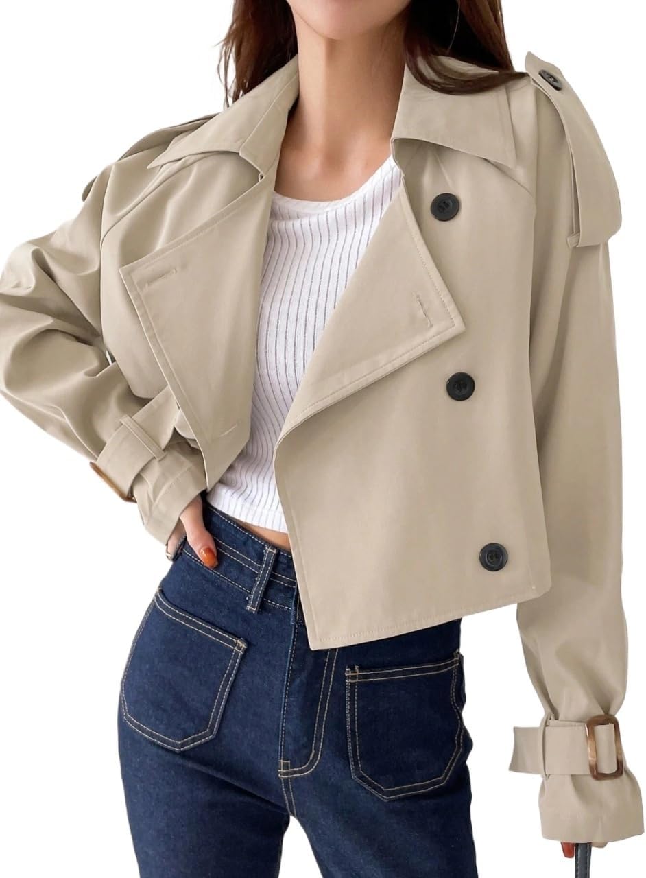 Womens Fashion Trench Outwear Solid Color Trench Coat Jacket Coat