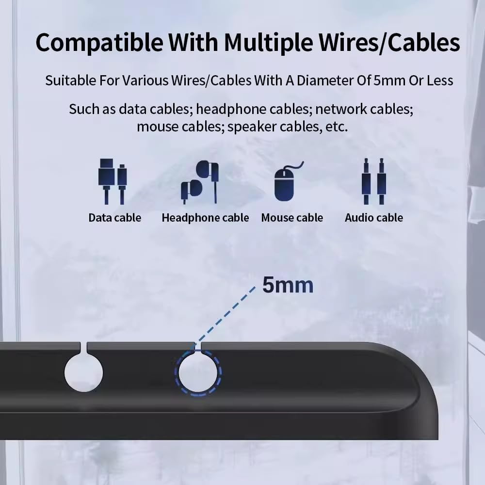 Cable Holder Clips – 3-Pack Silicone Cord Organizer (Strong Self-Adhesive) Desk, nightstand, or Office/workspace lexible Wires Easy Installation USB Charging Cable Clips (Black)