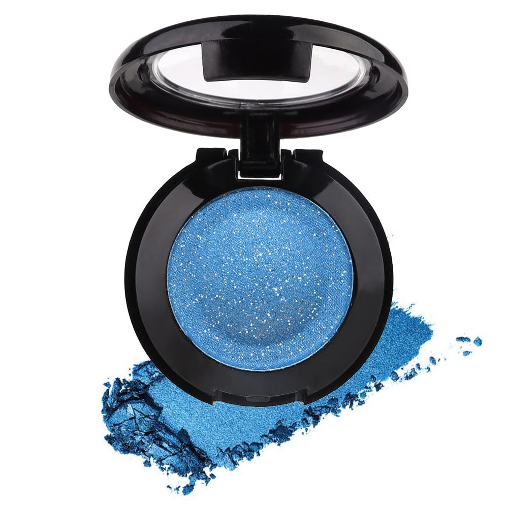 CAKAILA Single Navy Blue Matte Shimmer Eyeshadow,Sapphire Blue Bright High Pigment Intense Monochrome Eye Shadow,Comes With Eyeshadow Brush and Mirror,24 Hour Eye Makeup Longwear Waterproof,Blendable
