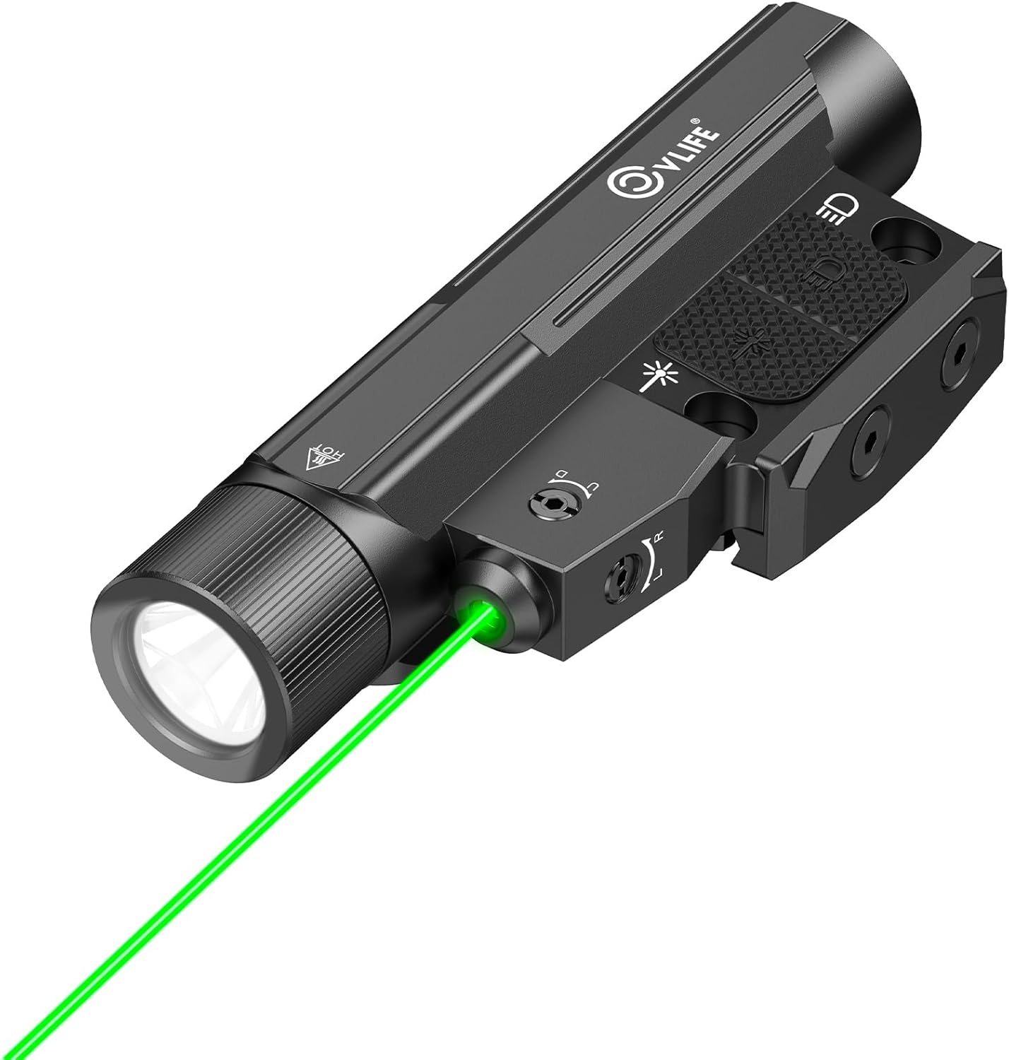 CVLIFE 2600 Lumens Compact Rifle Laser Light Combo with Easy Touch Switch, Ar Light Compatible with M-Rail and Picatinny, Magnetic Rechargeable Ar Flashlight with Green Laser for Home Defense, Hunting