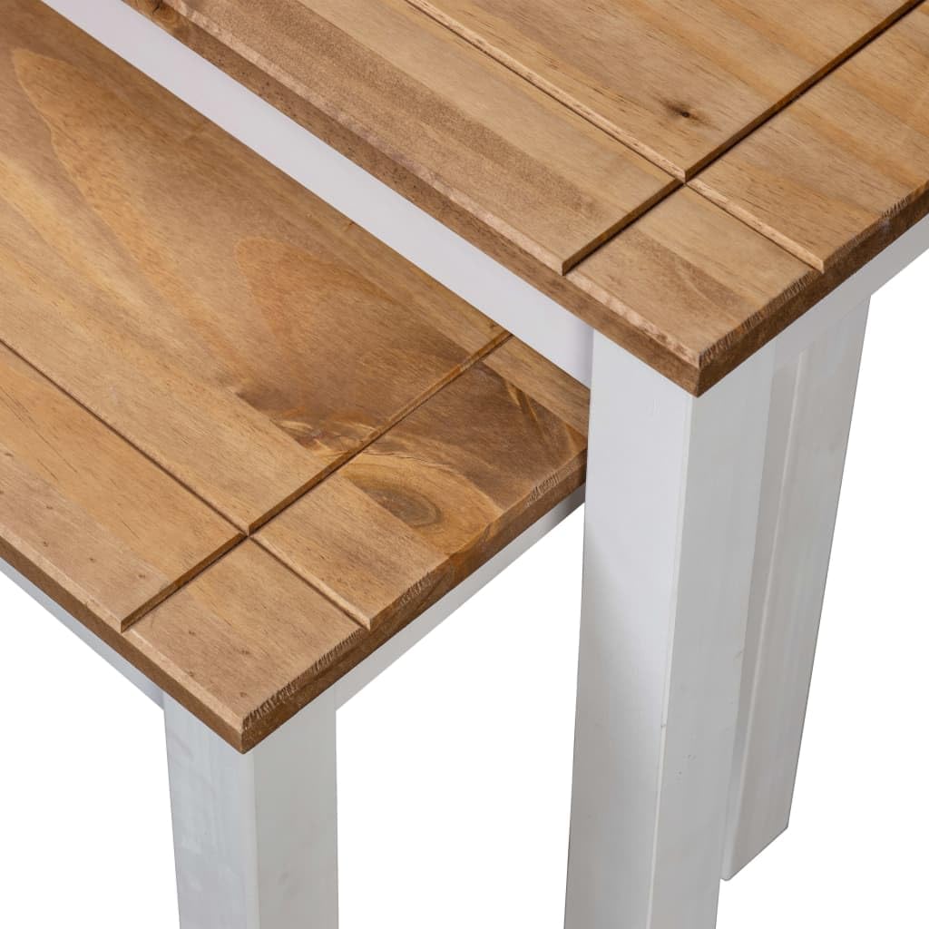 vidaXL Tables gigognes 2pcs Blanc Bois pin Massif Assortiment Panama