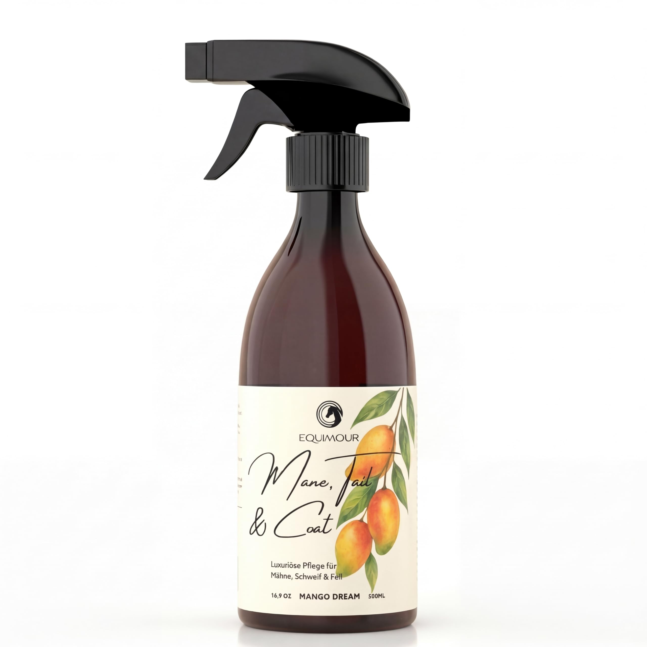 Spray para crines y cola para caballos, con aroma de mango, facilita el peinado y el desenredado, aporta un brillo sedoso, fórmula de cuidado repelente al polvo, 500 ml