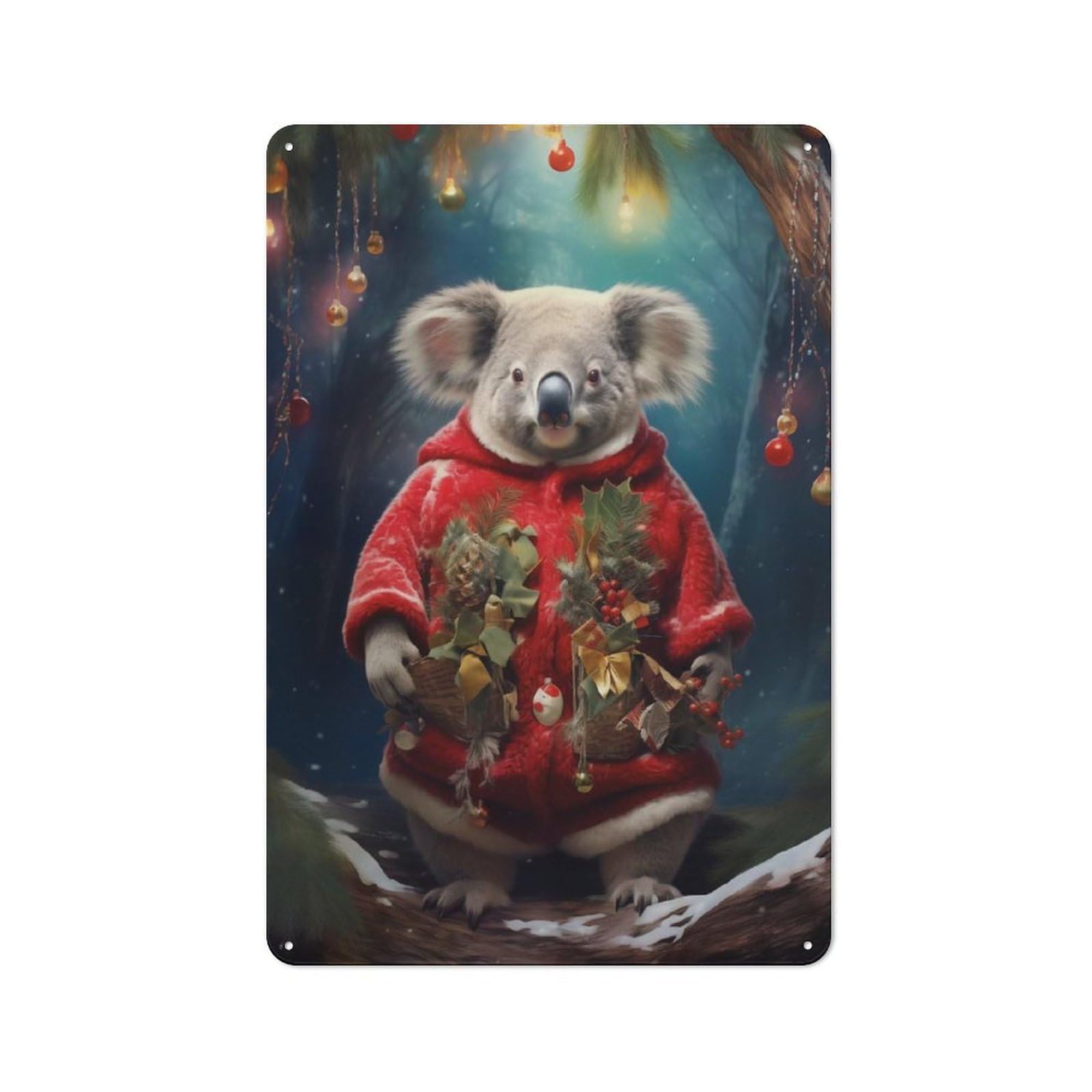 Junmoney Cute Koala Xmas Vintage Tin Sign 30X20cm For Garden Room Or Summerhouse, For A Newly Organised Room And Metal Sign Display