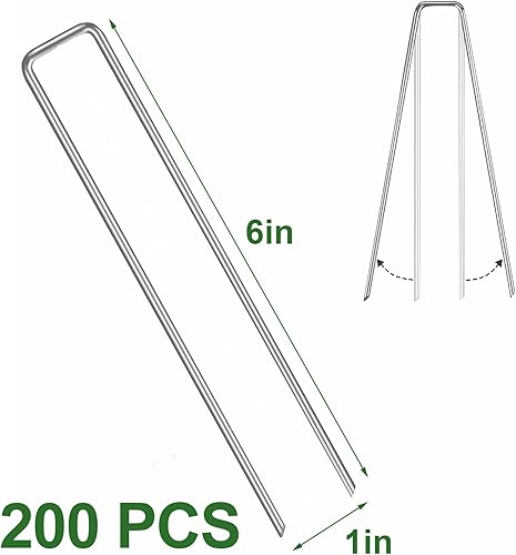 Miniatura 3 de Grapas de césped tipo U para césped artificial, estacas de jardín de 6 pulgadas, grapas galvanizadas para paisaje, estacas de césped a prueba para