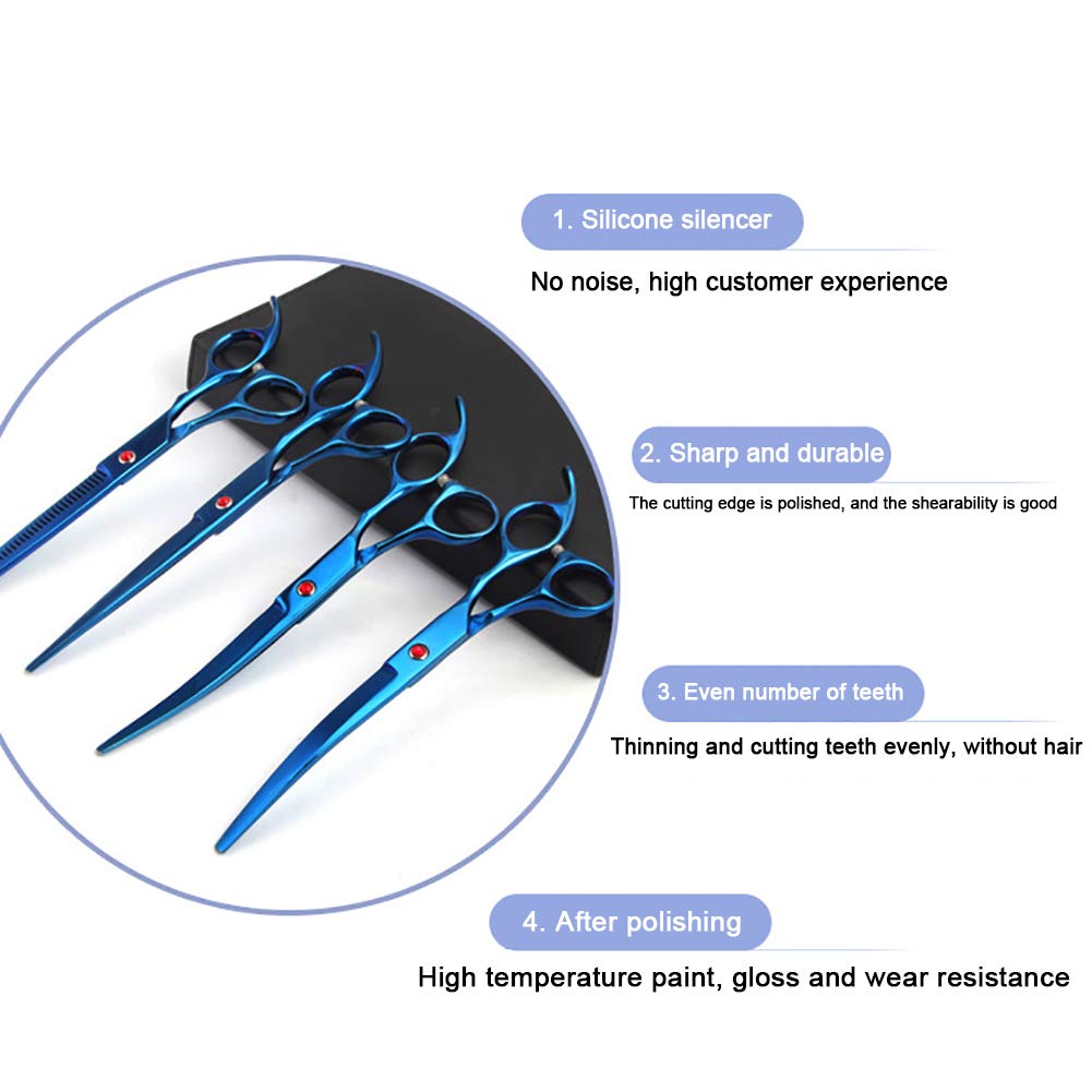 Stainless Steel Pet Scissors Set The Best Pet Grooming Scissors Suitable for Whole Body Use with Storage Bag Provided A (B)