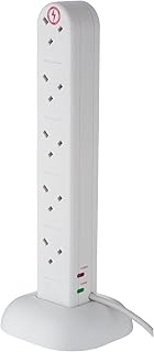 VonHaus Tower Extension Lead - 10 Way Extension Tower with Surge Protection - Plug Tower with 2m Lead - 10 Gang Extension Lead Tower for Home, Office, DIY and Gaming - Upright Tower Plug Extension