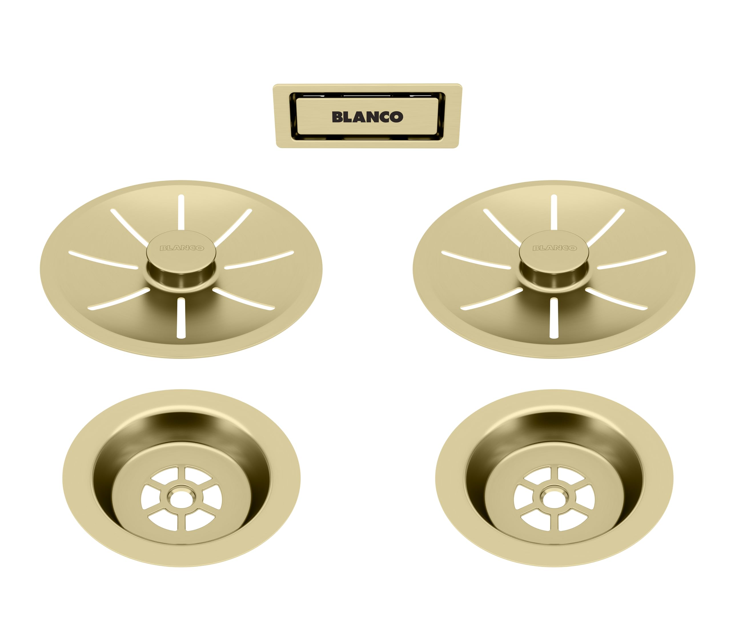 BLANCO Waste and Overflow Set for Double Bowl | Satin Gold