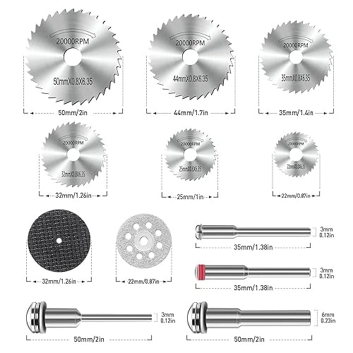 Miniatura 5 de Rueda de corte de diamante compatible con herramienta giratoria Dremel, 32 discos de corte de diamante, hojas de sierra circulares HSS, discos de