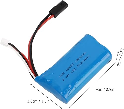 Miniatura 3 de Oumefar Batería de litio de 7.4V 1500mAh y batería de repuesto de batería de litio para coche RC
