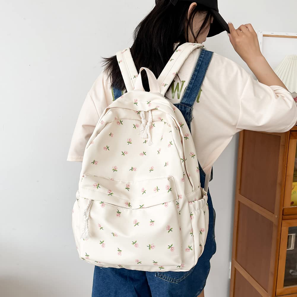 Modny plecak z nadrukiem kwiatowym, damski plecak podróżny z motywem kwiatowym, torba szkolna Preppy Bookbag, Little Flower, 12CM*7CM*7CM