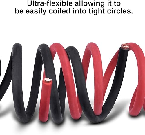 Miniatura 3 de iGreely Cable 6 AWG calibre 6 de 20 pies negro + batería de soldadura roja de 20 pies, cable ultra flexible de cobre puro + 5 conectores de terminal