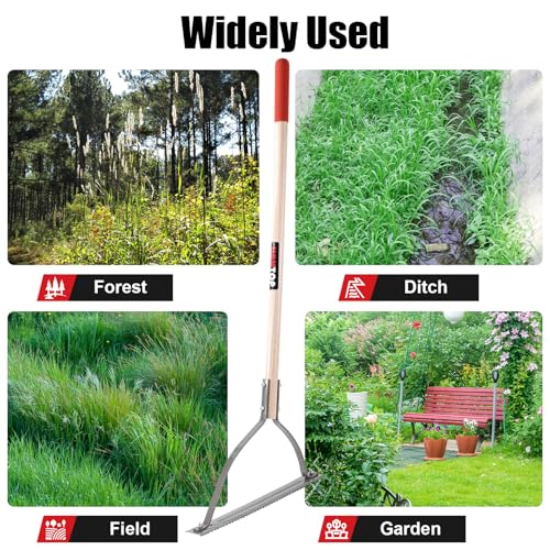 HANTOP Weed Grass Cutter Manual Weed Wacker Grass Whip Double Serrated Blade Weed Cutter Tool,38 inches