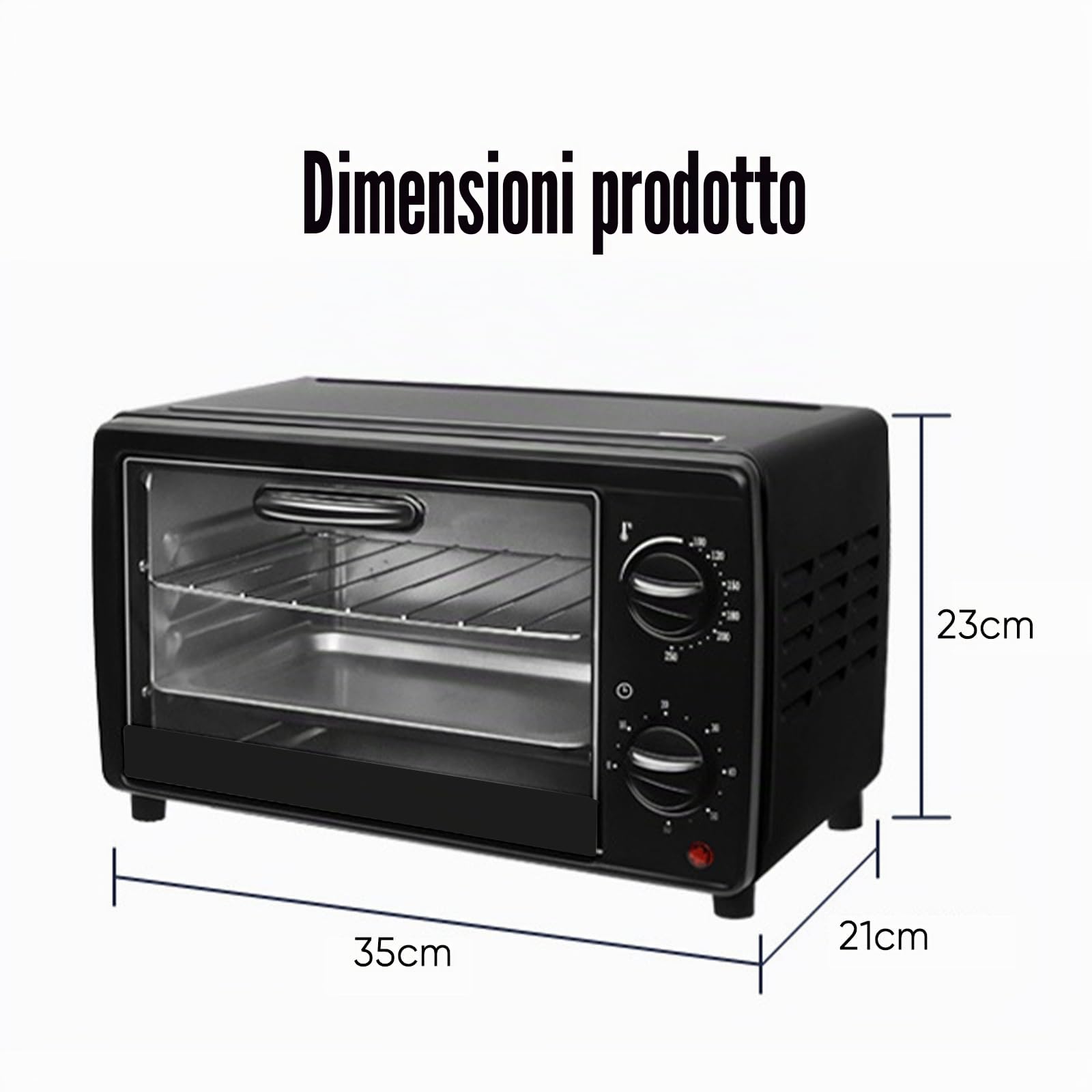 Kouamor Forno elettrico 13L 700W, mini forno elettrico, mini forni elettrici, mini forni da incasso, forni portatili, forni