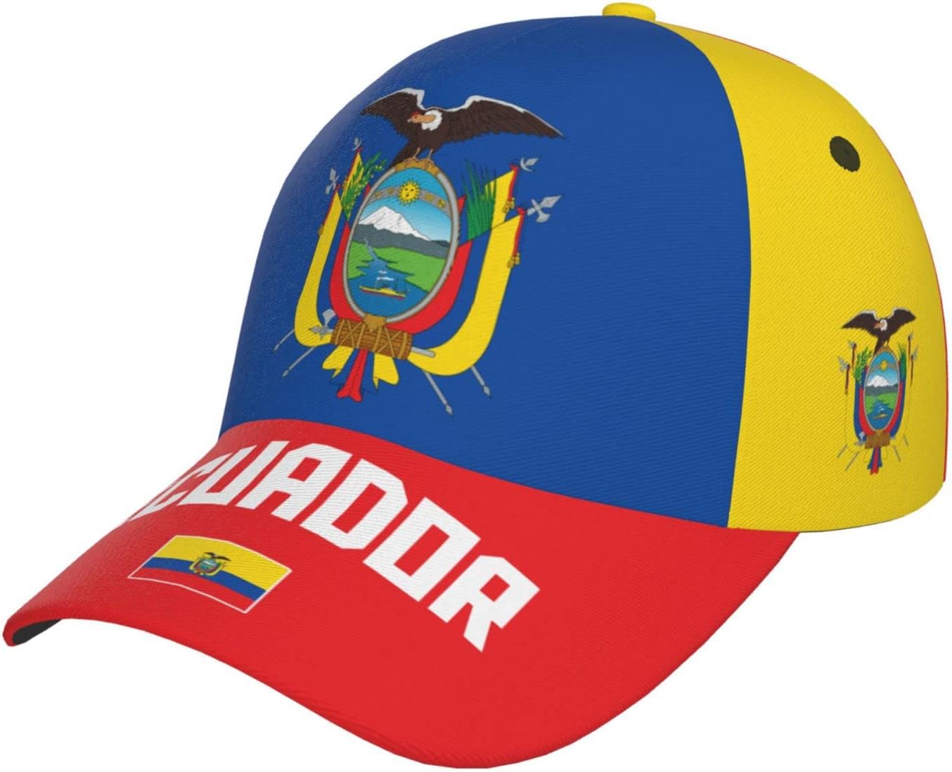 Ecuador Flag Cool Ecuadorian Baseball Cap 3D Full Print Adult Unisex Adjustable Hat Soccer Patriotic Caps