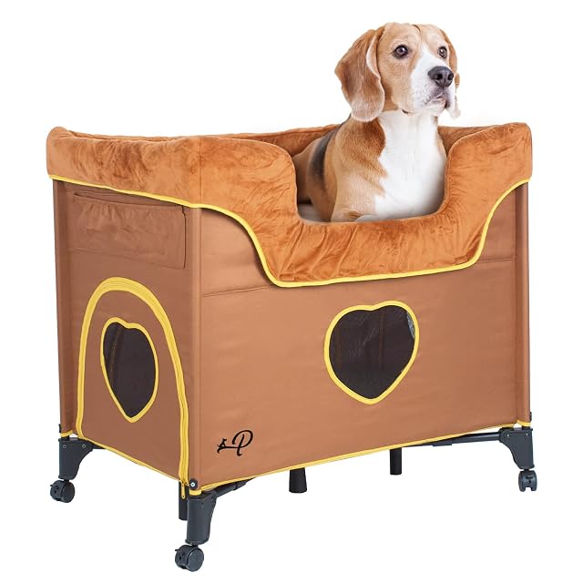 PETIQUE Cama para Mascotas, Poliéster, marrón, 99 x 57 x 85 cm (L x W x H)