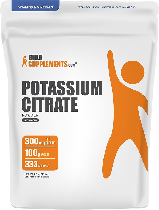 BulkSupplements.com Potassium Citrate Powder - Potassium Supplement, Electrolytes Supplement - Pure, Gluten Free - 310mg per Serving, Multiple Servings (100 Grams - 3.5 oz)