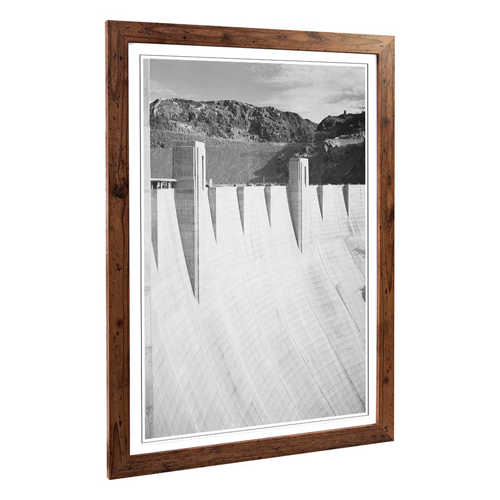 Big Box Art Framed Print of Ansel Adams Boulder Dam Close Design | Wall Art Picture | Home Decor for Kitchen, Living Room, Bedroom, Hallway, Walnut, A2 / 24.5x18 Inch / 62x45cm