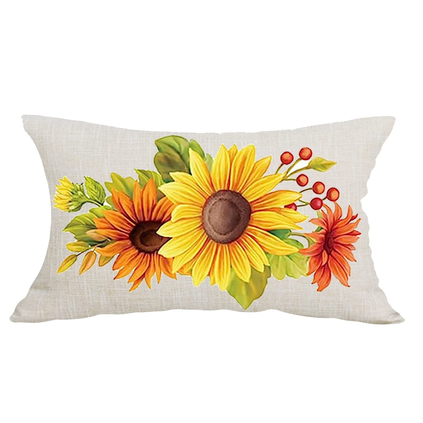 Pillow Cases Watercolor Yellow Sunflowers Pillowcase Zippered,Standard Cushion Cover For Garden Couch Gift 40X60Cm