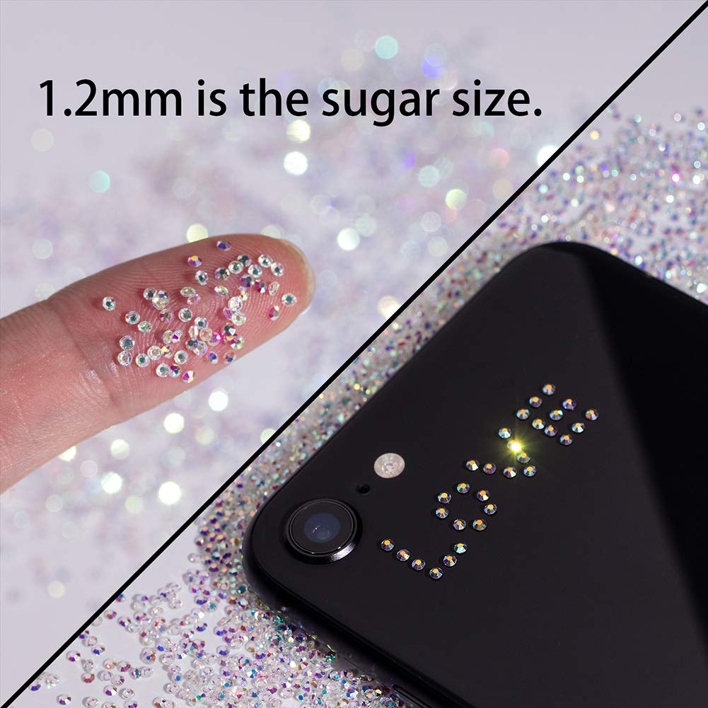 5000Pcs Ultra Mini 1.2mm Diamond DIY Glass Sand Rhinestones Beads Iridescent Crystals Long Lasting AB Shine Like Swarovski for Nail Art DIY Crafts& Nail Beauty Makeup (Gel Glue Not Included) : Beauty & Personal Care