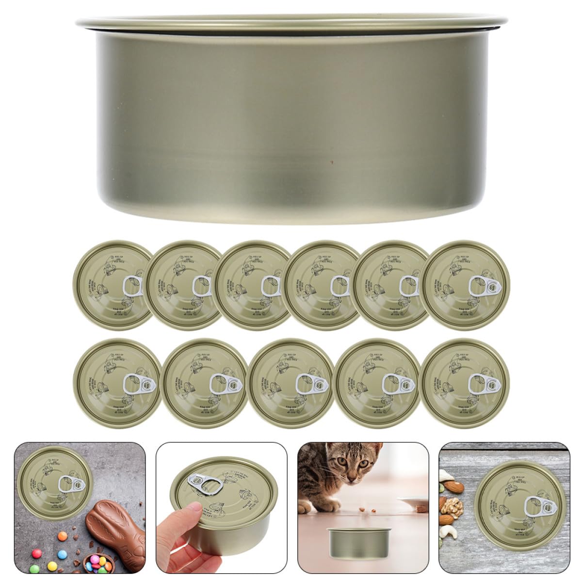Healeved 12 Pezzi Barattoli in Latta di Acciaio Sigillati per Alimenti, Contenitori Ermetici in Materiale Alimentare, Scatole Ricaricabili per Biscotti, Dolci e Carne
