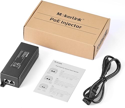 Miniatura 8 de MokerLink Inyector Gigabit PoE, 802.3afatbt 60W, 101001000Mbps Ethernet, Plug & Play, distancia de hasta 328.1 ft (328 pies)