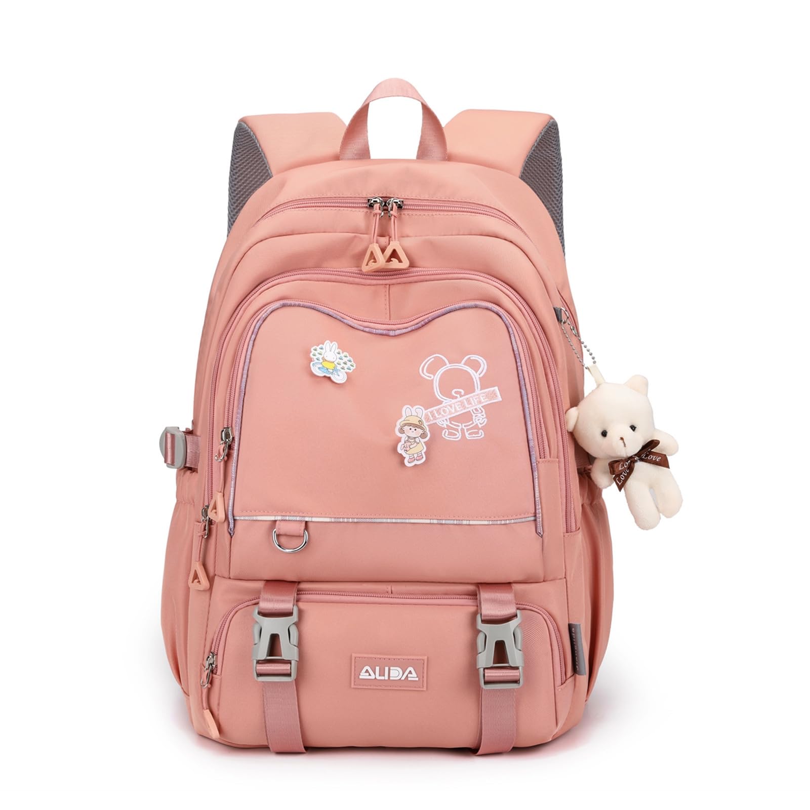 LANSHIYA School Bags for Girls,Elementary Middle School Students Bookbag, Kids Backpack with Pendent&Pins Outdoor Backpacks for Girls