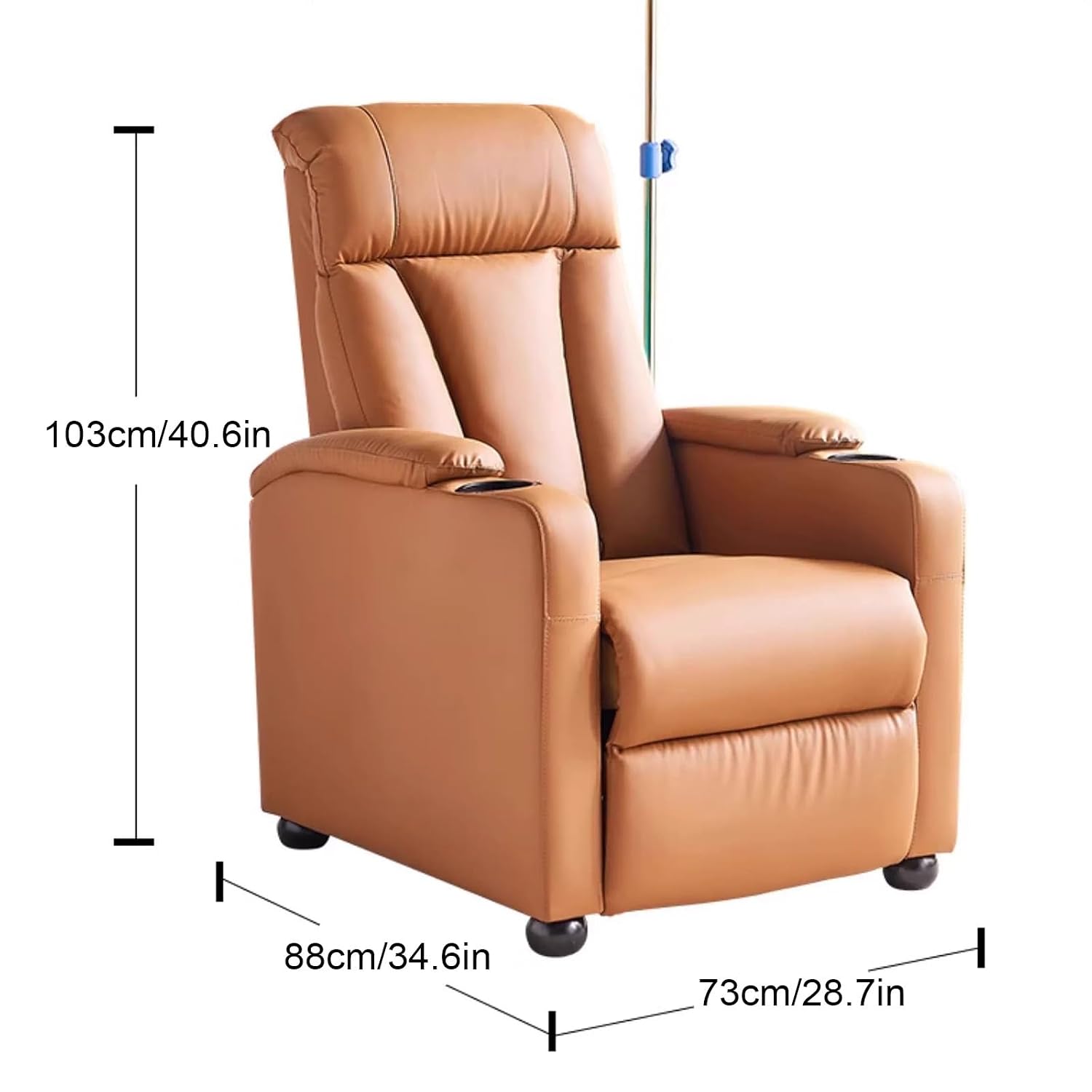 Fully Reclining Phlebotomy Chair Leather Medical Chair, Single Infusion Chairs with Armrest and IV Pole Stand, Guest Reception Chairs, Reclining Medical Chair for Lobby Clinics(A)