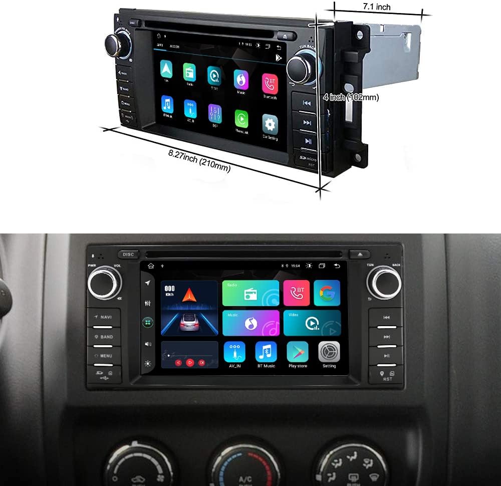 swtnvin car stereo radio android 11 dvd player for jeep wrangler dodge chrysler liberty commander patriot compass 6 2 inch touchscreen built in blueto