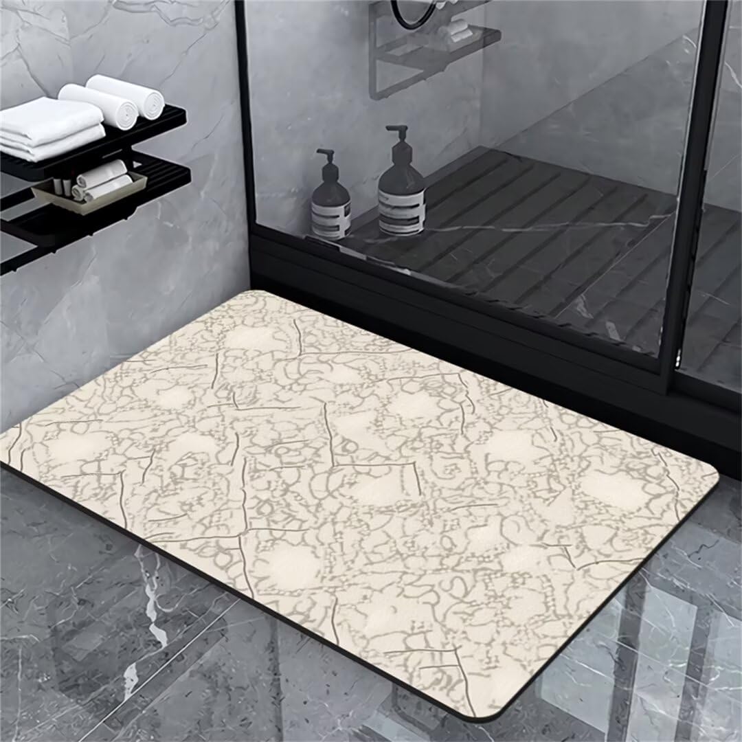 Tapis de bain antidérapant blanc 50x80 absorbant lavable séchage rapide