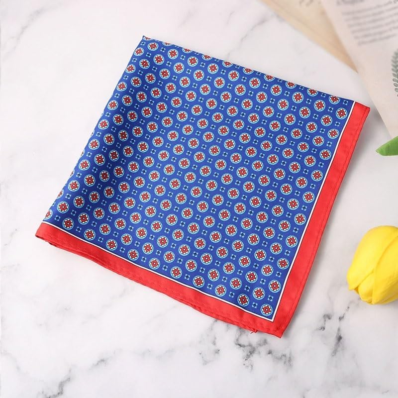 Men's Suit Pocket Square Printed Small Handkerchief Silk Scarf Casual Chestnut Handkerchief