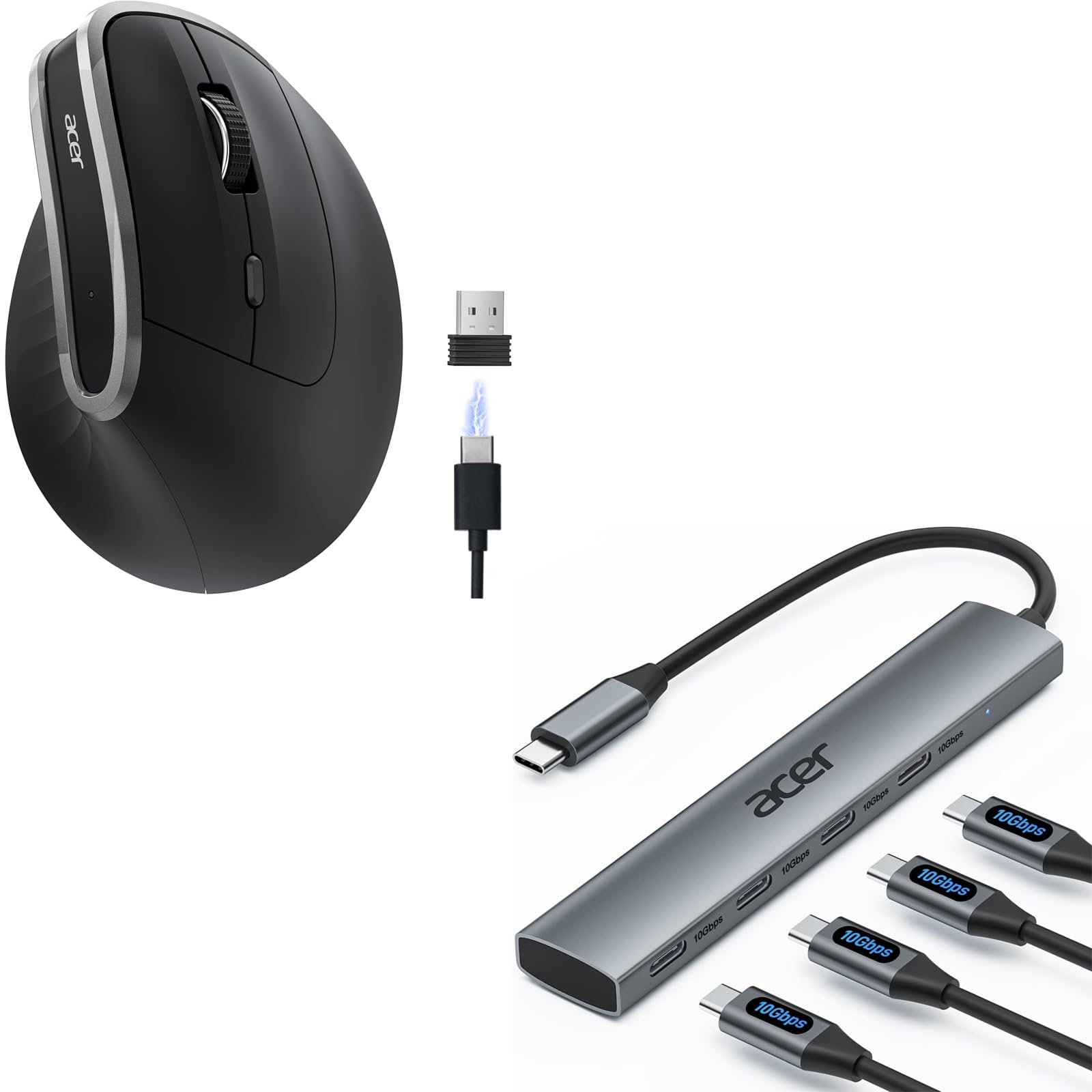 acer Ergonomic Mouse Wireless Bundle 10Gbps USB C Hub
