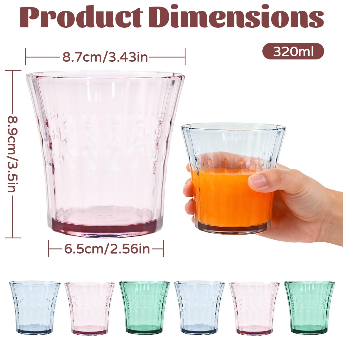 12 Pezzi Bicchieri di Plastica Riutilizzabili 320ML Bicchieri Plastica Acqua Infrangibile Bicchier i di Plastic a Dura per Campeggio Picnic e Feste per Acqua Latte Tè Caffè, 3 Colori