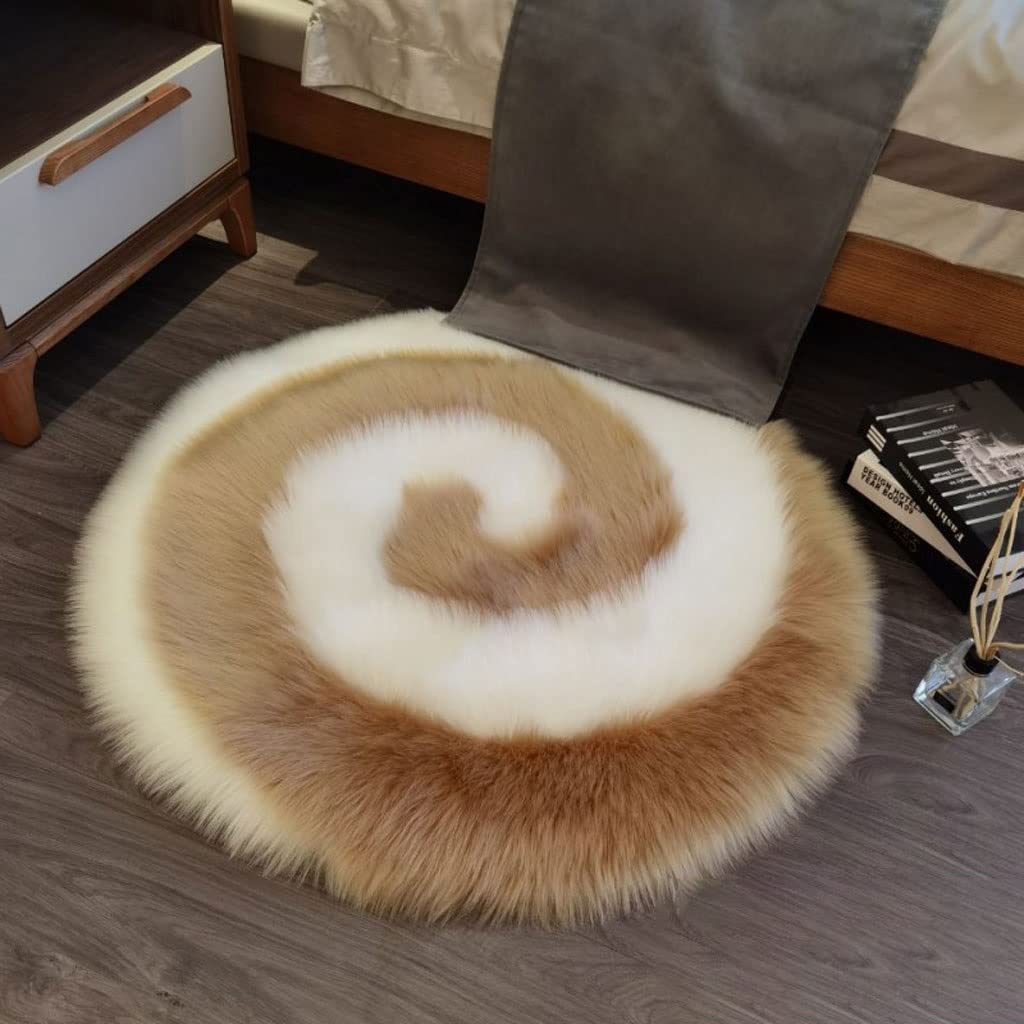 Nowoczesny Dywan Miękkie okrągłe dywaniki Puszysty kudłaty dywanik na dywan na podłogę w salonie Dywan do Salonu (Material : D, Size : 80cm)