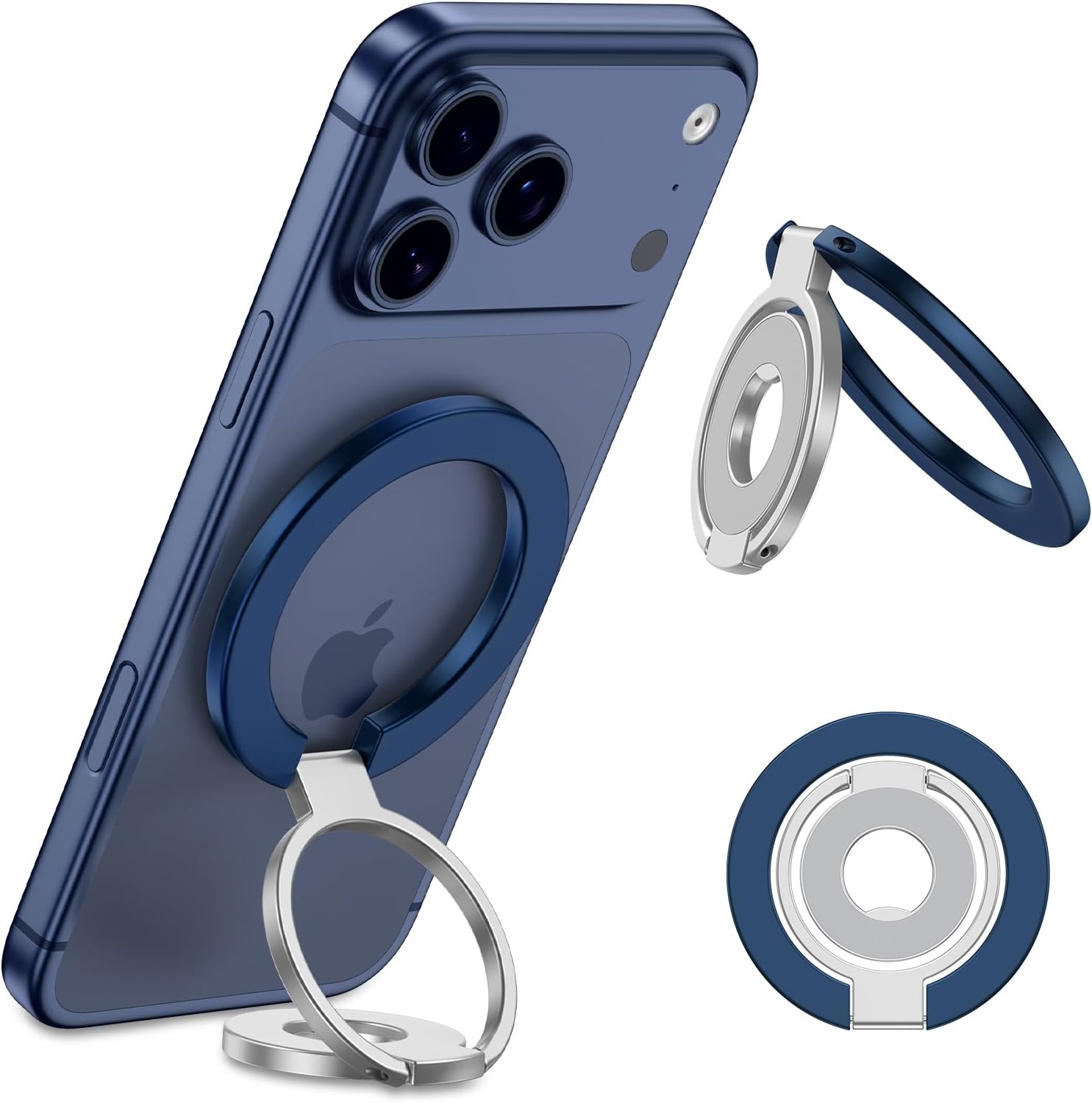 Magnetic Phone Ring Holder for MagSafe Cell Phone Grip Stand Two-Sided Magnet Finger Ring with Adjustable Kickstand for iPhone 17 Pro Max Air 16e 16 15 14 13 12 Samsung Galaxy S25 S24 S23 S22 S21 S20