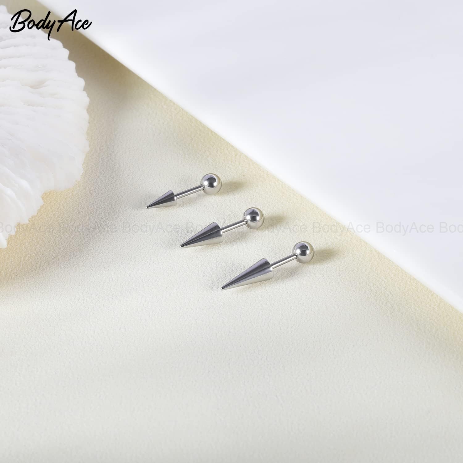 BodyAce 18G Spike Cartilage Earrings, Stainless Steel Spike Stud Earrings for Men Women, Daith Helix Tragus Earrings Black Ear Piercing Jewelry - Image 5