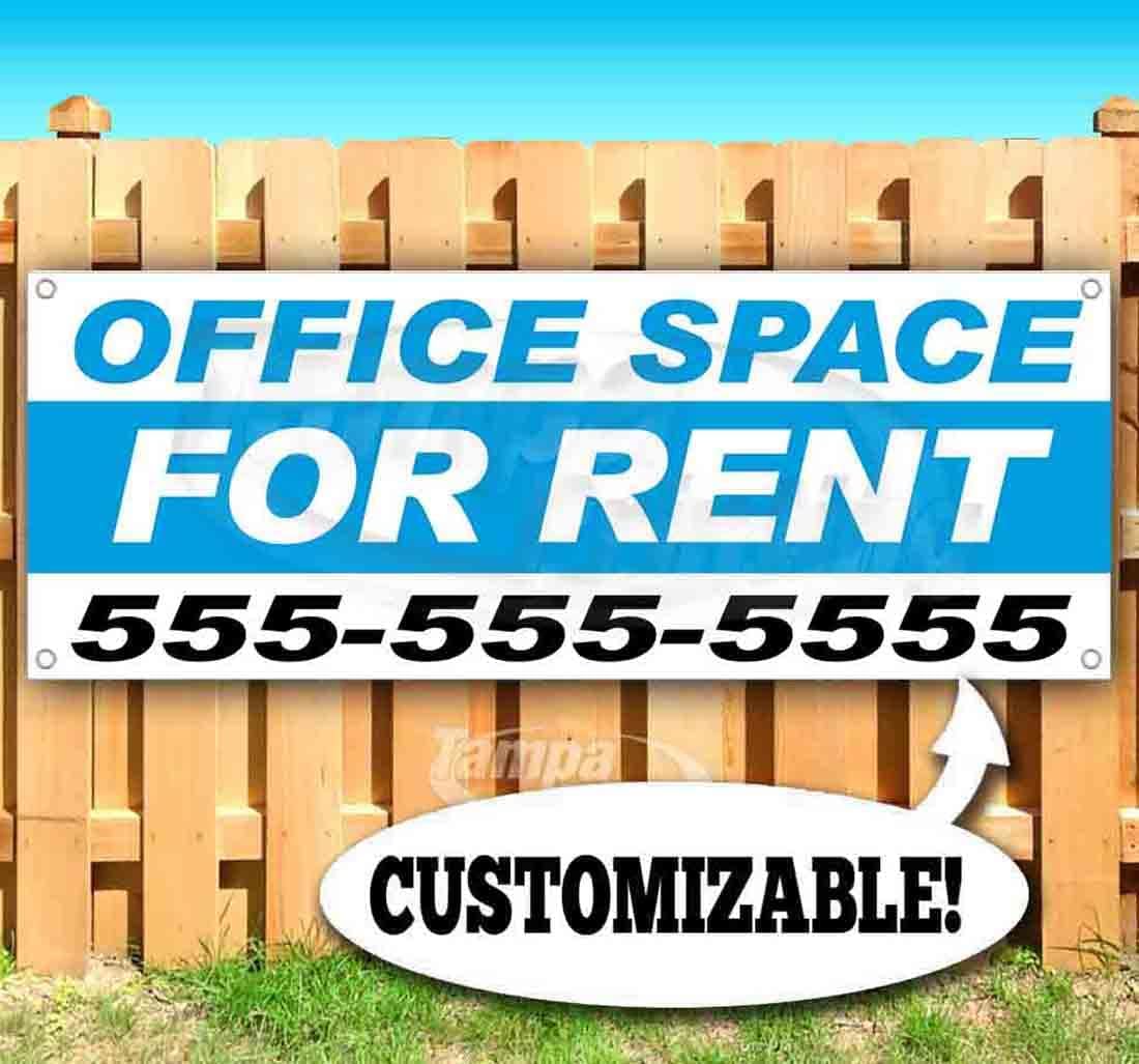 Office Space for Rent Customizable 13 oz Banner | Non-Fabric | Heavy-Duty Vinyl Single-Sided with Metal Grommets