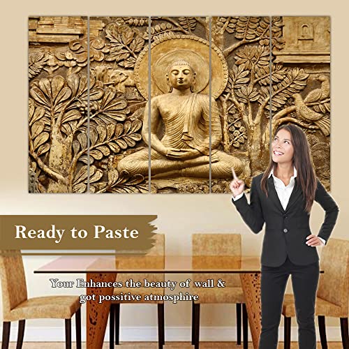 Image of Spacter art Lord Buddha Wall Painting for Living Room Big Size - Meditating Gautam Buddha Painting Wall Decor Peaceful Art for Bedroom, Office, Hotels & Gifting - Wooden Framed (30x60 inch) SP239