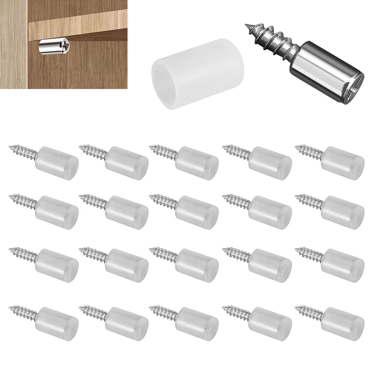 LACOLANE Shelf Support Pegs with Anti-Slip Silicone Sleeves - Pack of 20 Shelf Pins for Kitchen Cabinets, Cupboards, Bookcases, Closets & Wooden Cases-image-7