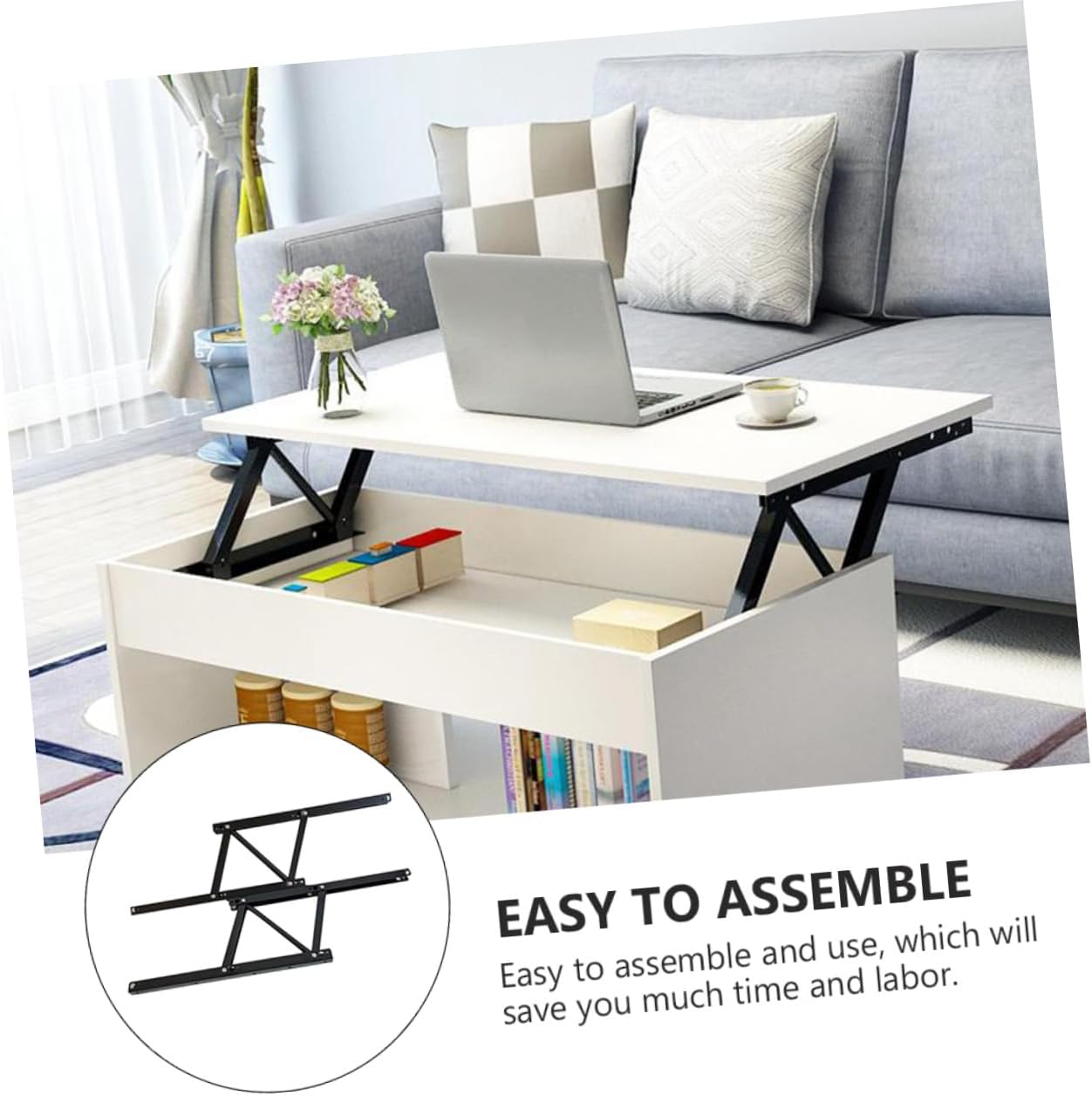 1pair Table Spring Lifting Frame Folding Mechanism for Coffee and Tea Tables Space-Saving Design Safety Buffer Black Versatile Furniture Accessory