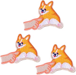 Amosfun 3 Pçs Remendos De Apliques Para Bolsas De Roupas Apliques De Remendo Para Roupas Costurar Em Remendos Remendo De Corgi Emblemas Bordados Tecido Remendo De Corgi Livro De Bolso