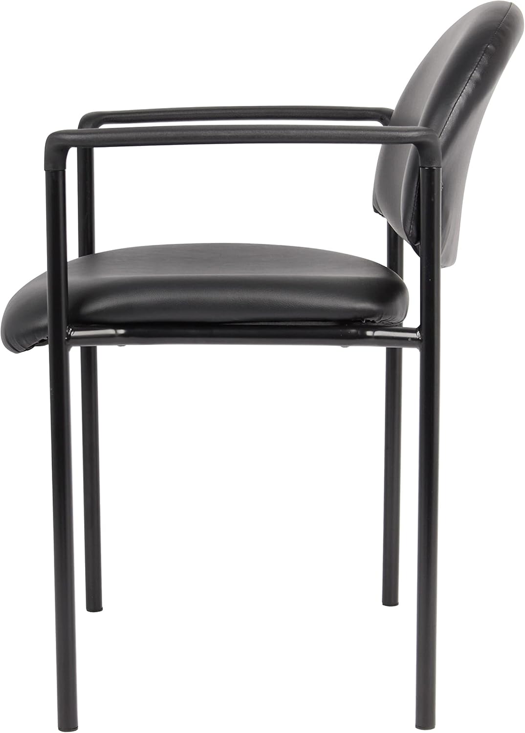Boss Office Products Dimond Caressoft Stacking Chair with Arms in Black, 250 lbs. (B9501-CS)