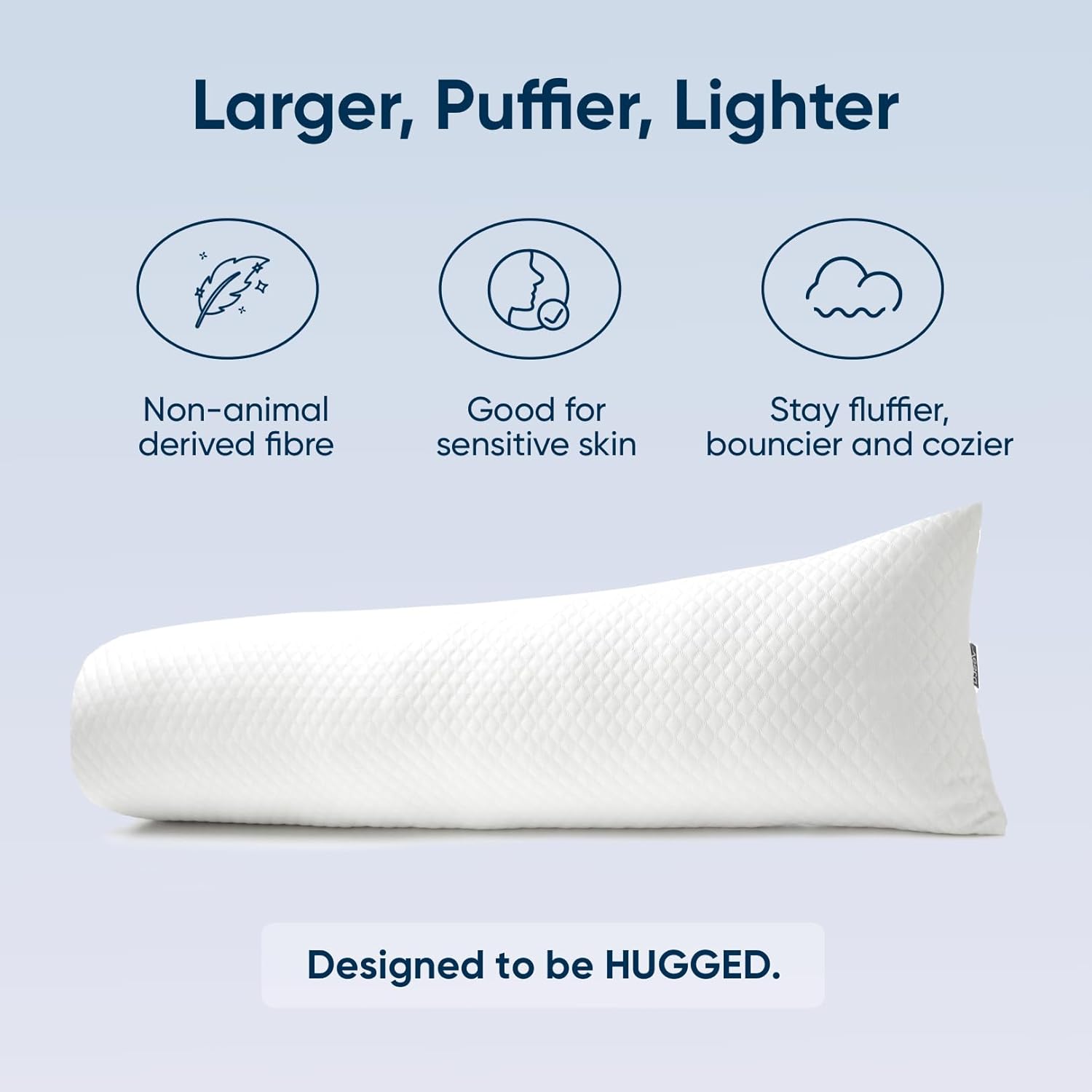 Vesta Cooling Body Pillow, Fluffy, Supportive and Washable, Ergonomic Twist Design for Shoulder, Back, and Leg Comfort, Perfect as Lumbar, Bolster, Maternity or Pregnancy Pillow - White (Pack of 1)