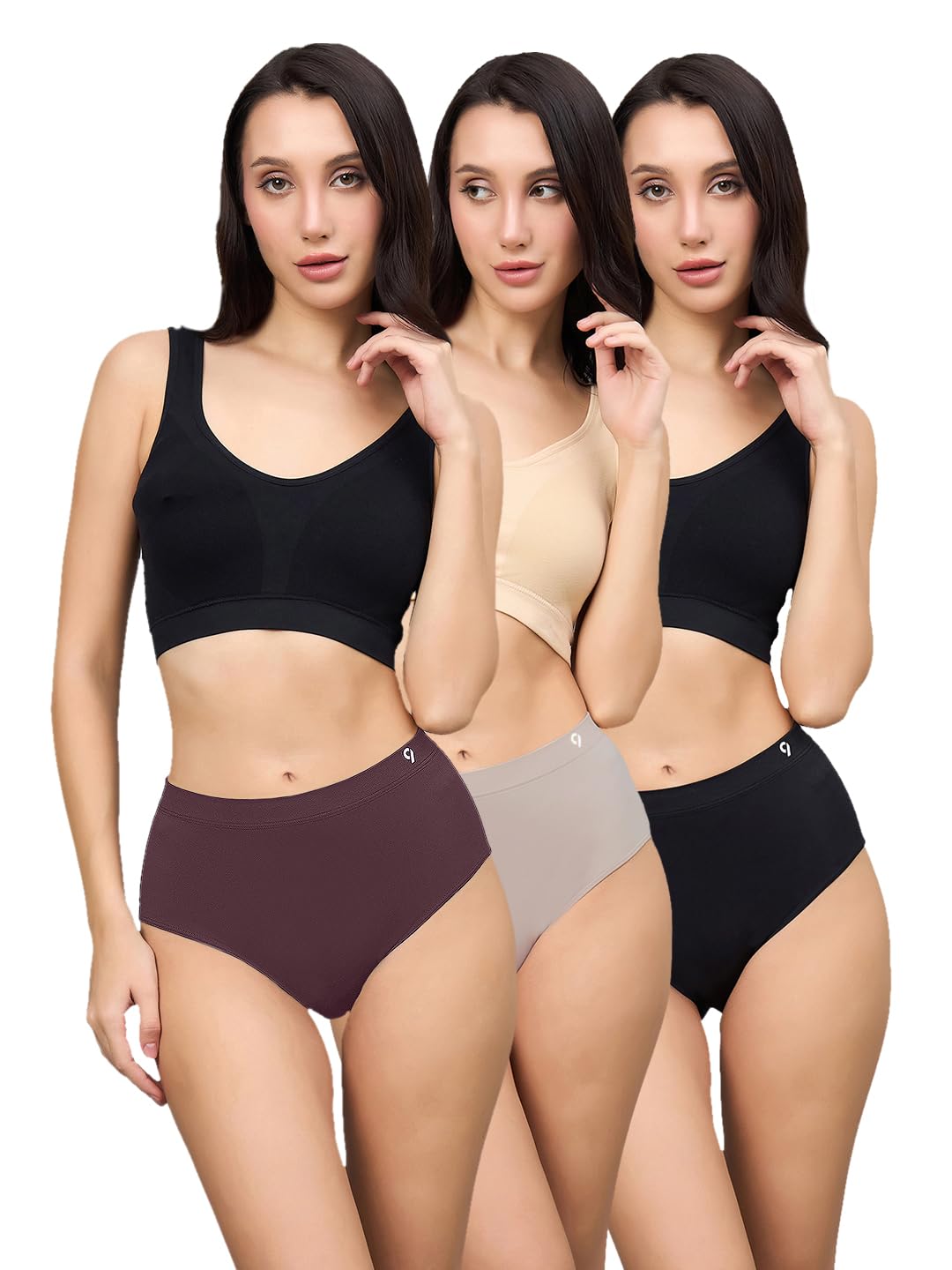 c9 airwear Women’s Pack of 3 Soft Seamless High-Rise Hipster Briefs & All-Day Comfort Multicolour-picture-24