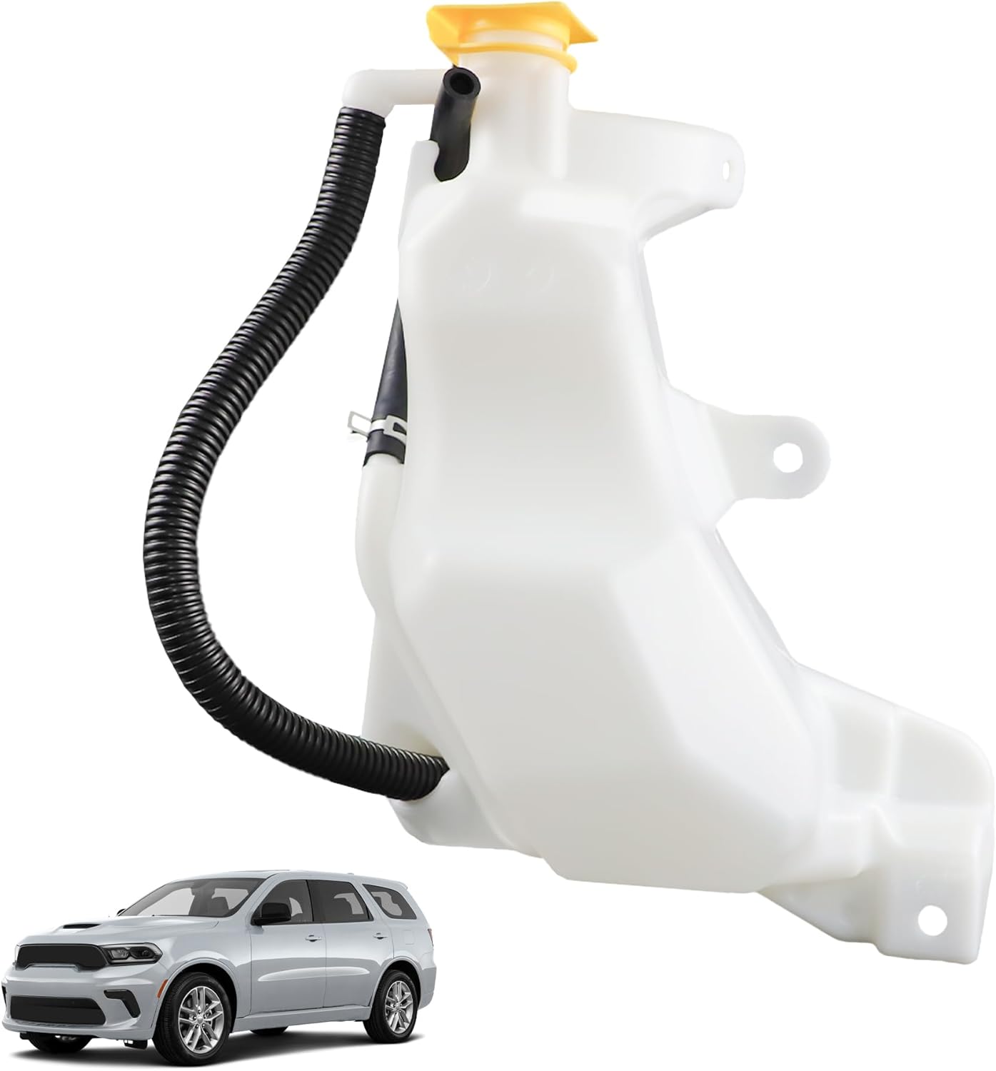 Engine Radiator Overflow Coolant Reservoir Tank with Cap Compatible with 2011-2024 Dodge Durango Jeep Grand Cherokee V6 3.6L V8 5.7L Replaces 603-630 603630 5165708AA 68080551AA 68251851AA